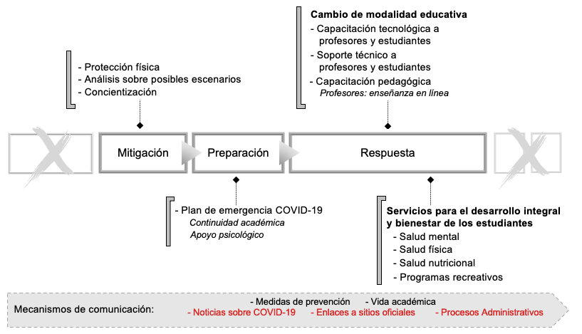 Figura 3. Patrón reactivo inmediato de mecanismos de acción implementados ante la emergencia sanitaria