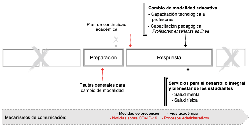 Figura 4. Patrón reactivo diferido de acciones implementadas ante la emergencia sanitaria