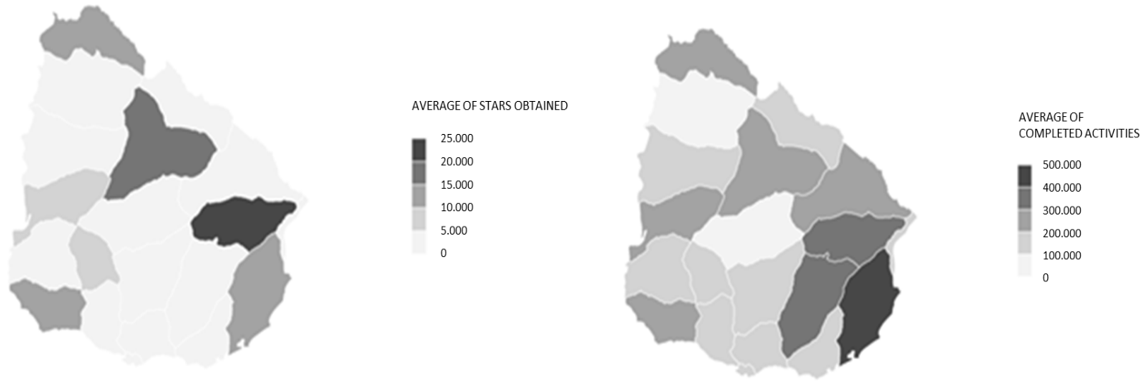 Figure 2. Georeferenced Heatmaps of Stars and Completed Activities
