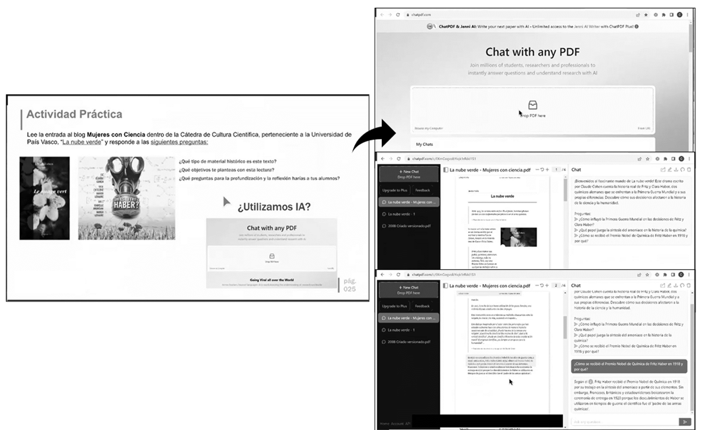 Figura 6. Actividad práctica que propone el uso de ChatPDF en Complementos para la Formación Disciplinar